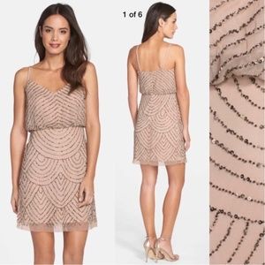 New Adrianna Papell beaded blouson Art Deco dress
